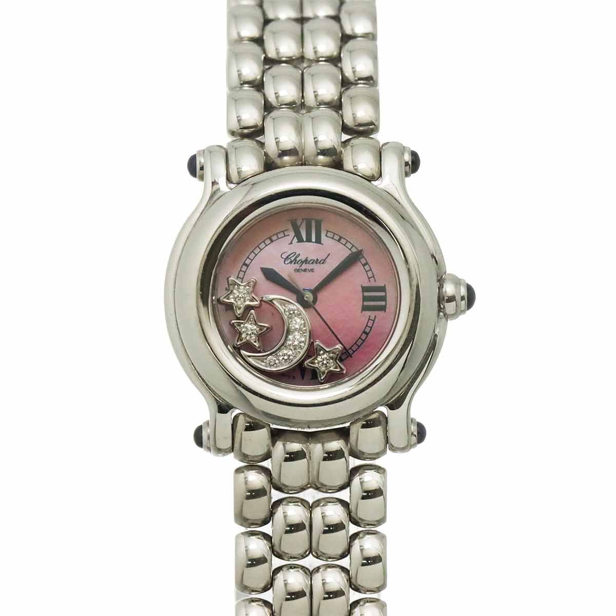 ショパール Chopard ハッピースポーツ 27/8250-23 レディース 腕時計 4P ムーン スター ダイヤ クォーツ Happy sports 90338043