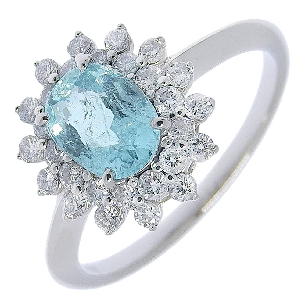 Paraiba Tourmaline Pt900 Platinum x Diamond 12 0.836/D0.37 Women's 6.2 g Ring