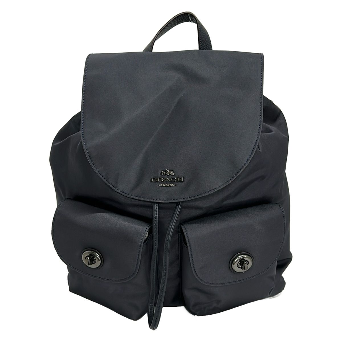 COACH(コーチ) リュックサック美品 ビリー バックパック イン チャーリー ナイロン F58814 ダークネイビー レザー