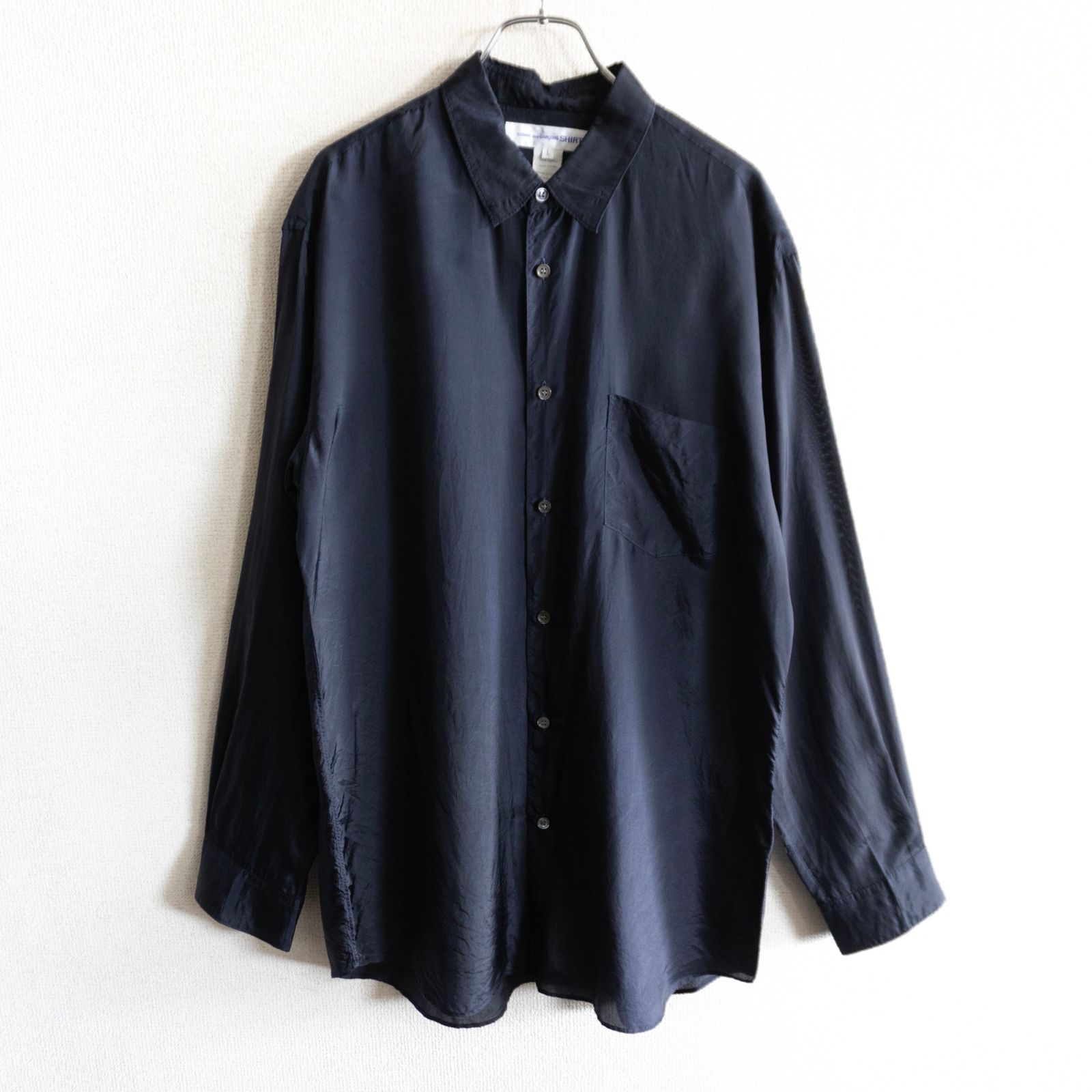 【美品/フランス製】COMME des GARCONS SHIRT【キュプラ シャツ】L ネイビー コムデギャルソンシャツ 26080059