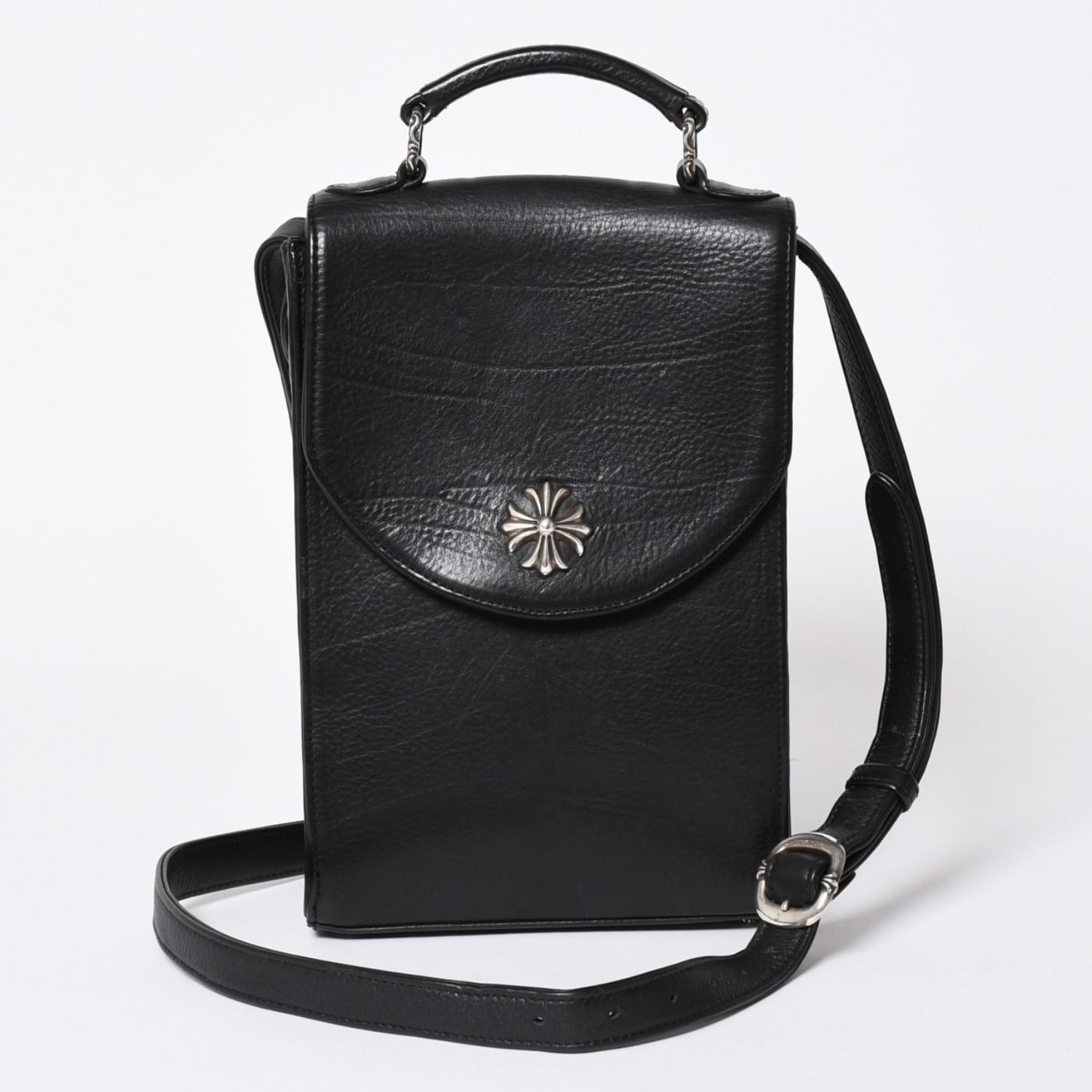 極美品 CHROME HEARTS クロムハーツ ショルダーバッグ 2WAY CHプラス装飾 ガンスリンガー クロスボール ブラック シルバー925 中古 4a006292