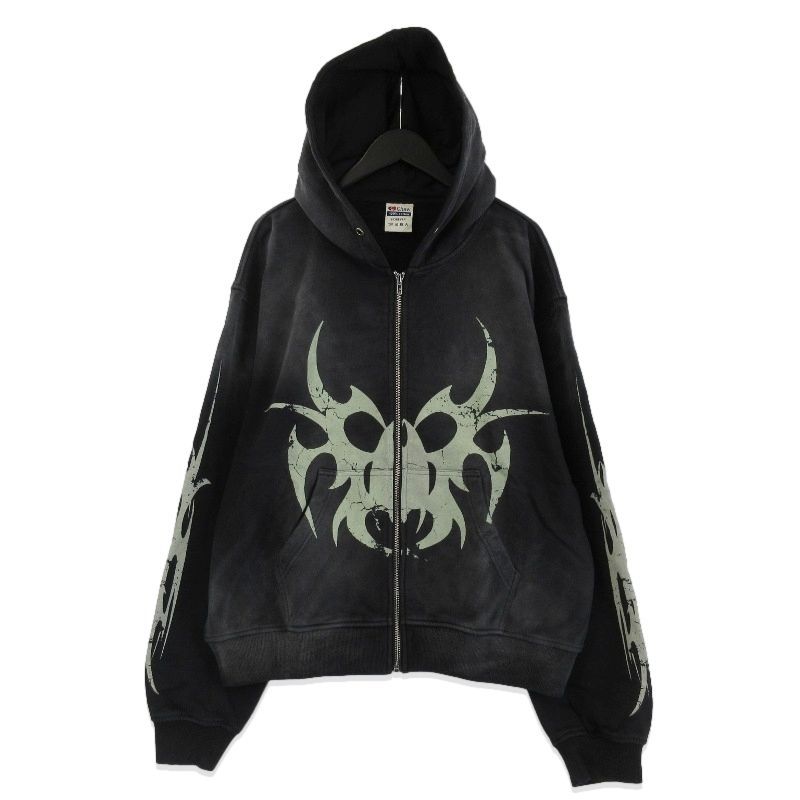 未使用 Chew Forever チューフォーエバー ジップパーカー RHD03 ローチ プリント ヴィンテージ加工 Roach Zip ブラック XL 71016461