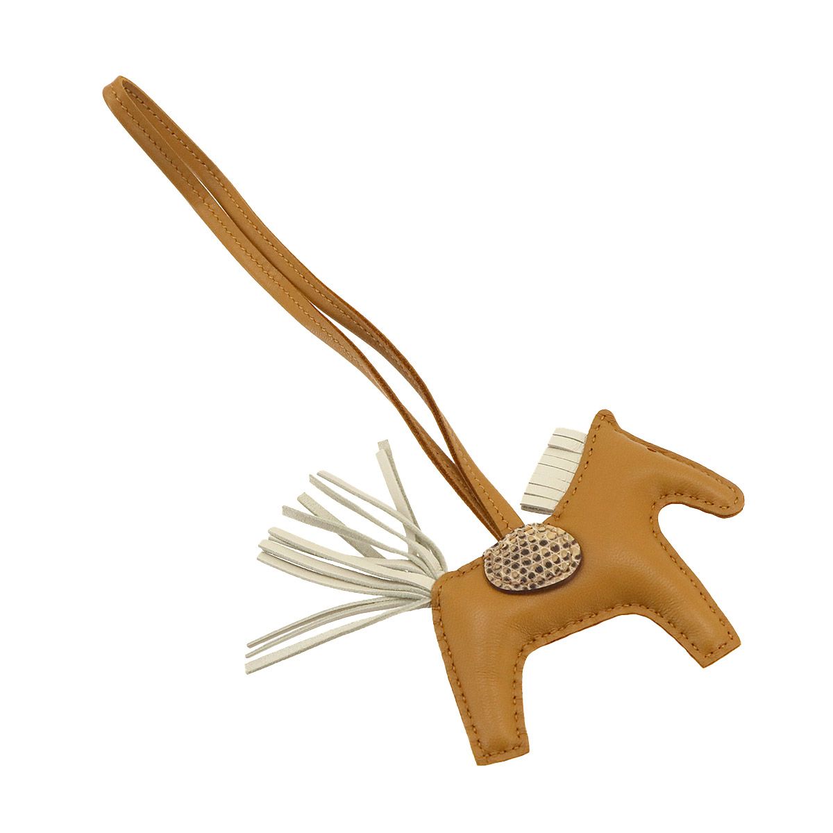 未使用 展示品 エルメス HERMES ロデオ PM バッグ チャーム アニョーミロ リザード セサミ クレ デゼール U刻印 Rodeo PM 90335950