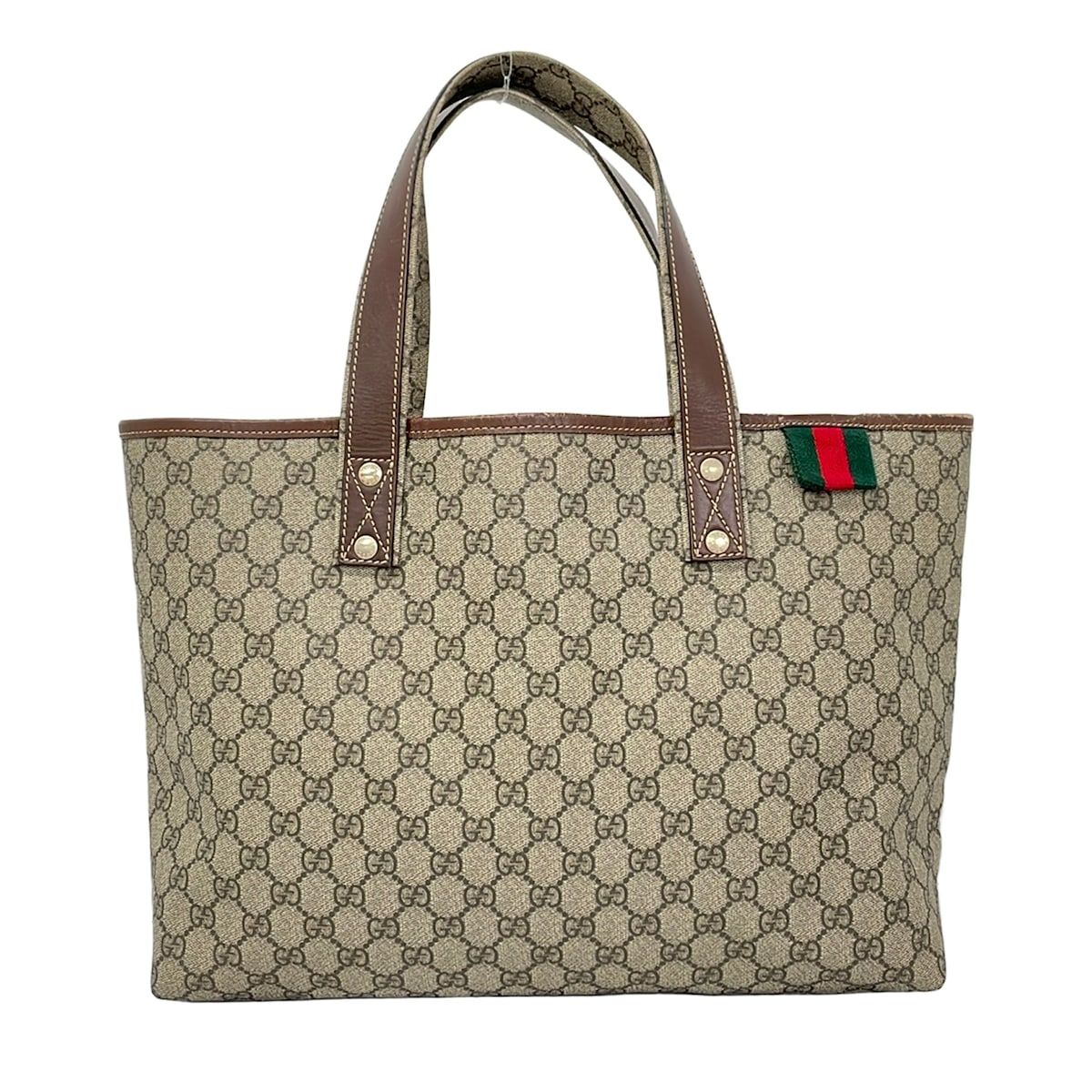 GUCCI(グッチ) トートバッグ GGプラス・GGスプリーム 211134 ベージュ×レッド×グリーン レザー 27,690円