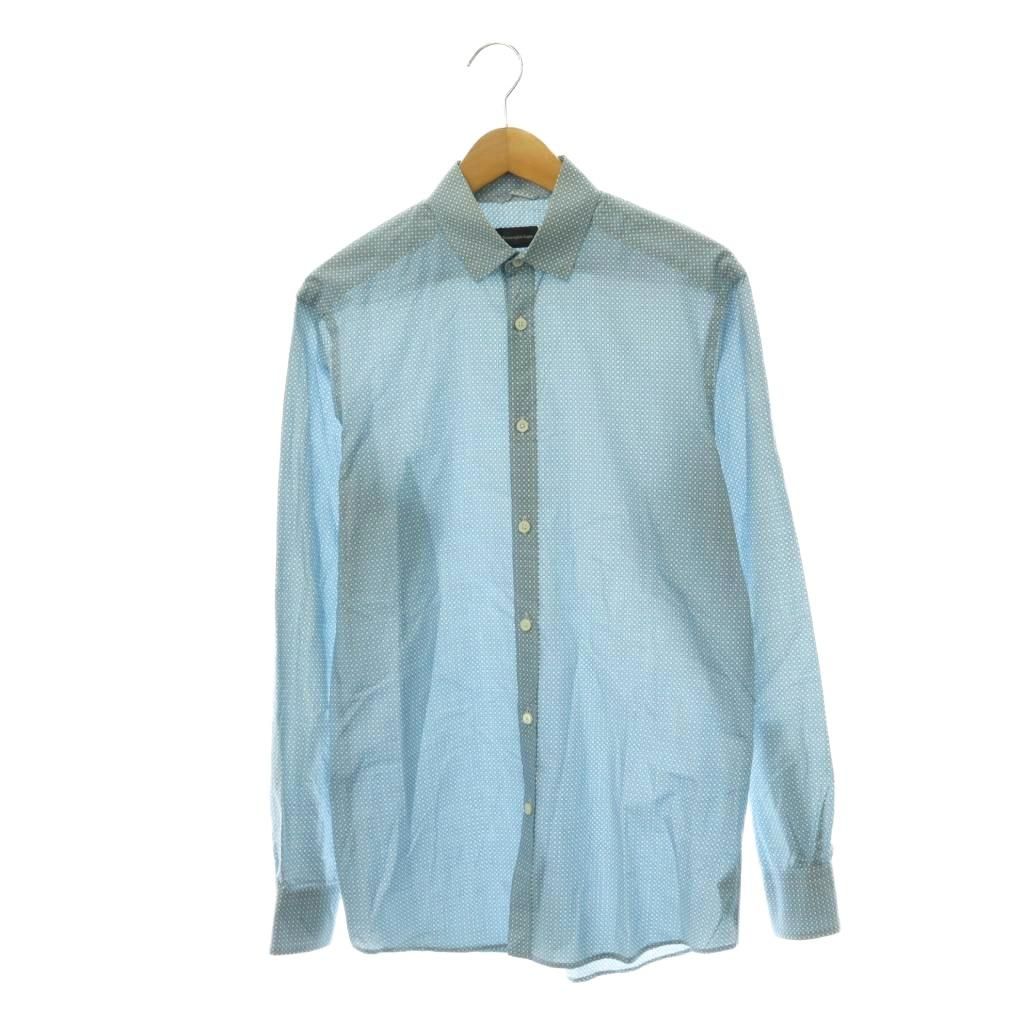 エルメネジルドゼニア Ermenegildo Zegna シャツ 長袖 柄 コットン S ライトブルー ホワイト /DO ■GY62 6,497円