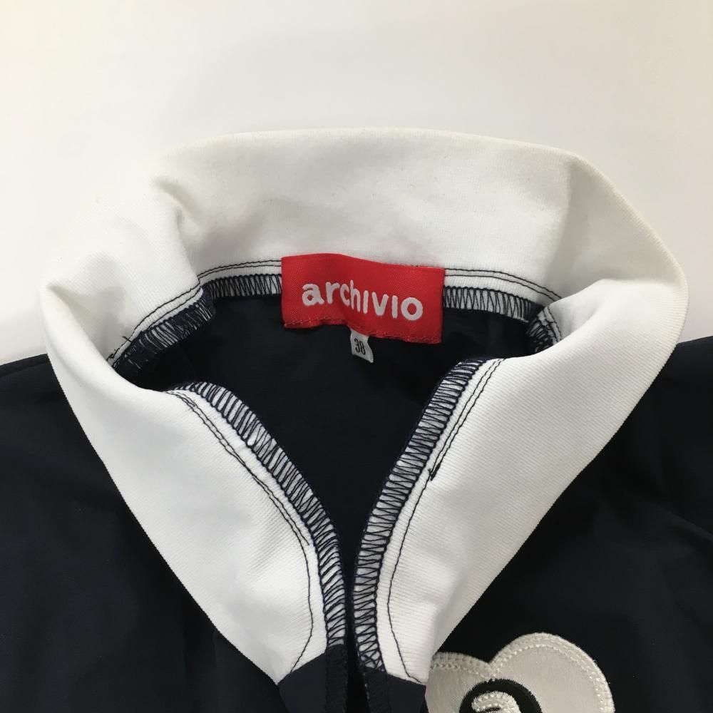 アルチビオ 半袖シャツ ネイビー×白 ハートワッペン ナイロン混