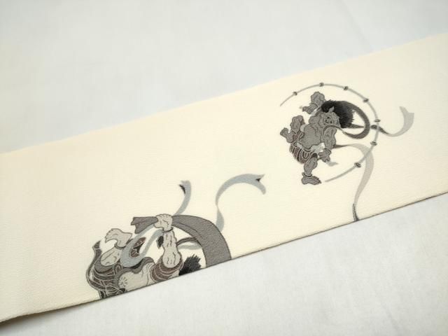 平和屋着物●九寸名古屋帯　風神雷神　鬼しぼ縮緬　正絹　逸品　CABL5048hy