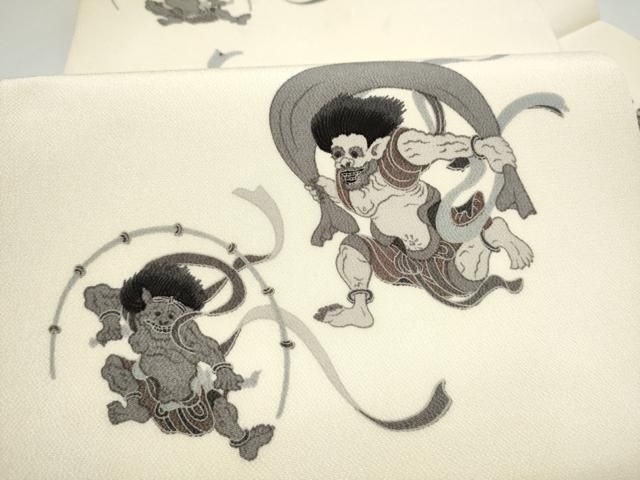 平和屋着物●九寸名古屋帯　風神雷神　鬼しぼ縮緬　正絹　逸品　CABL5048hy