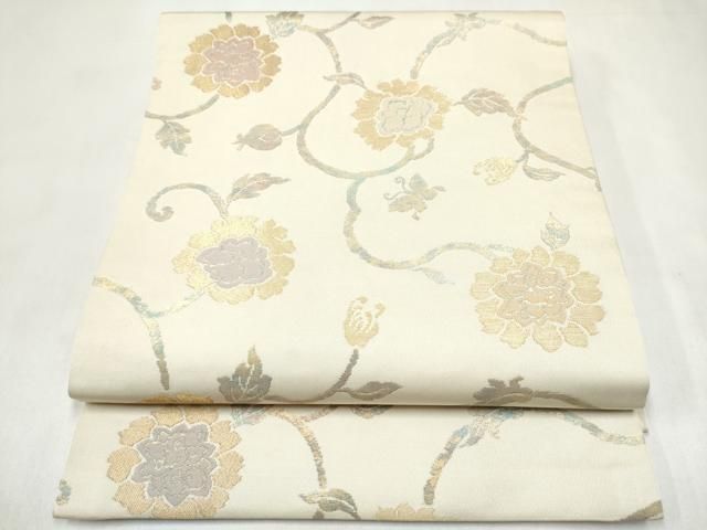 平和屋着物●九寸開き名古屋帯　牡丹唐草文　正絹　逸品　CABL5061hy