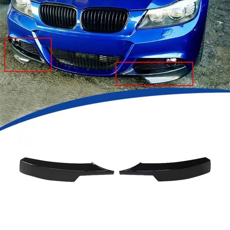 BMW 3シリーズ E90 2009年〜2011年対応 フロントバンパー用コーナーパーツ ブラック カーボン調 ABS製 貼付式 外装アクセントパーツ