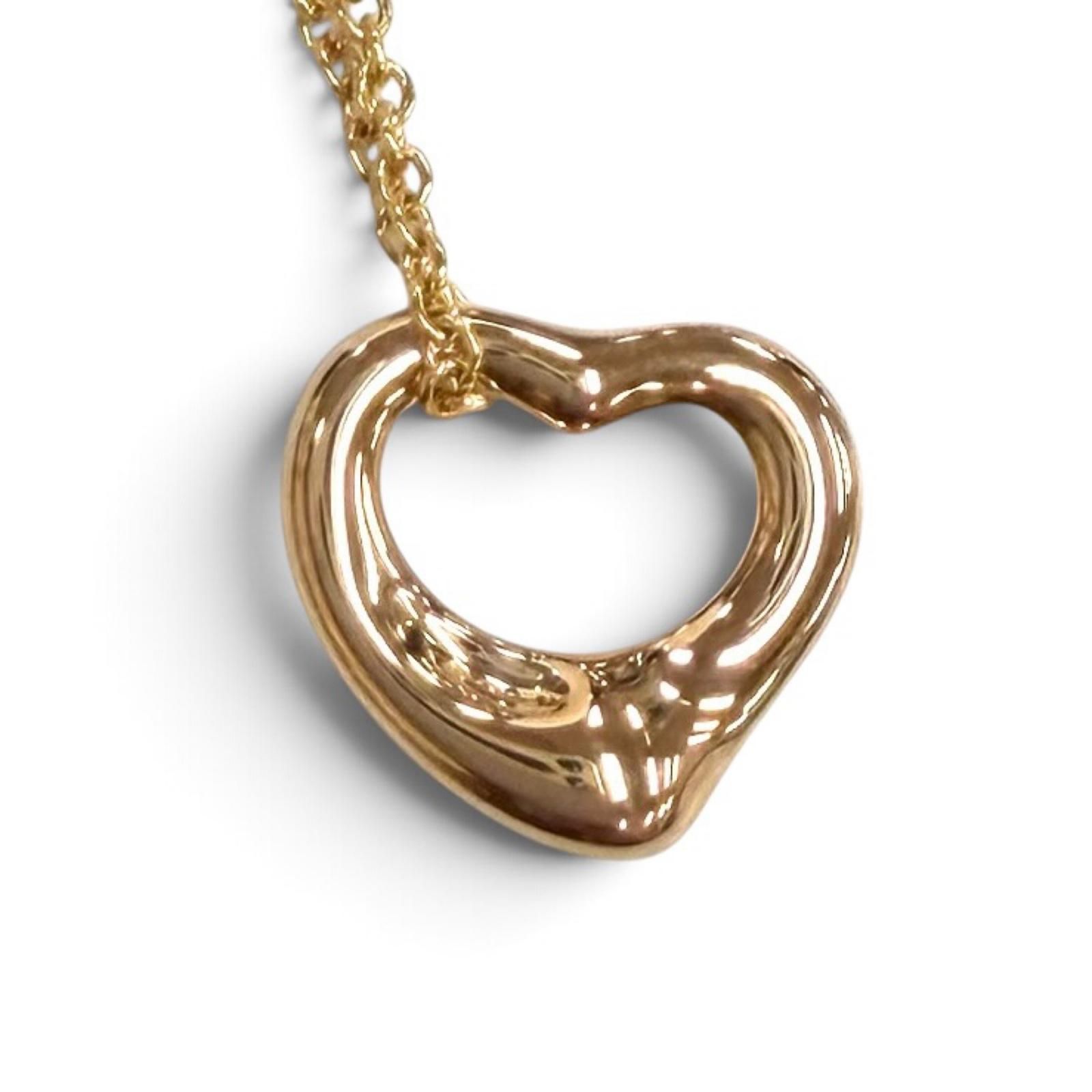 極美品★TIFFANY&Co. ティファニー エルサペレッティ オープンハート ペンダント 750(PG) ピンクーゴールド 重量2.88g 箱・保存袋付