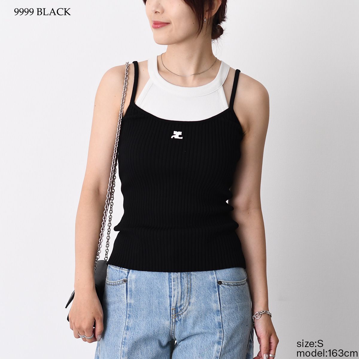【○】美品courreges リブキャミソール　タンクトップ　クレージュ Courreges クレージュ キャミソール トップス REEDITION リ