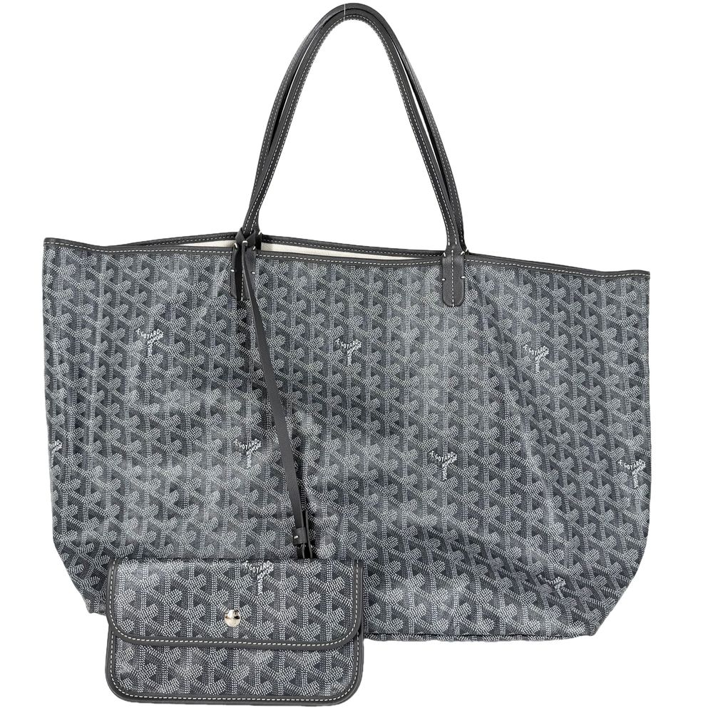 ゴヤール トートバッグ レディース ヘリンボーン サンルイGM ハンドバッグ ポーチ付き 肩掛け GOYARD コーティングキャンバス レザー グレー シルバー金具【中古品】 162,000円