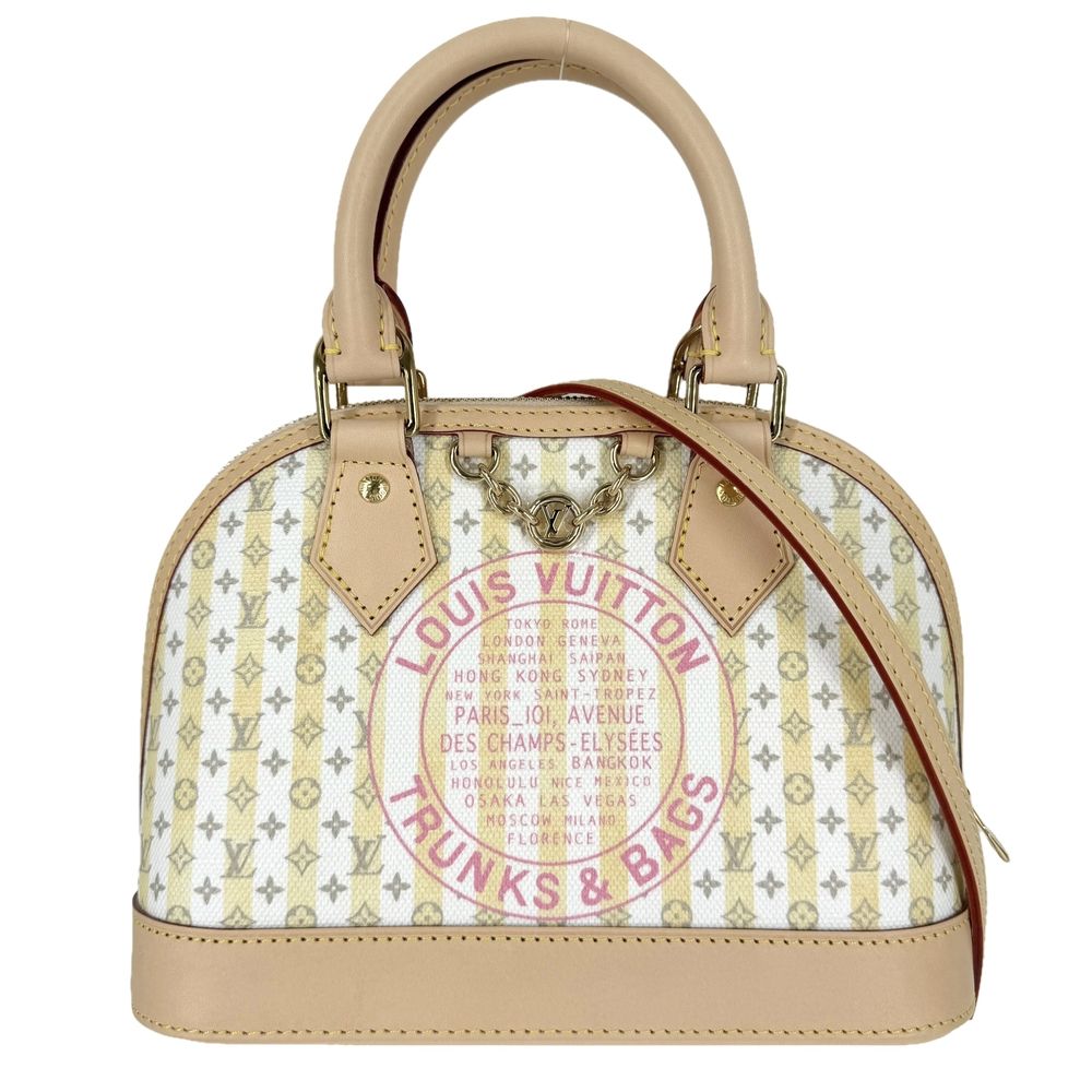 ルイヴィトン 2WAY レディース LV リゾート アルマBB ショルダーバッグ ハンドバッグ 肩掛け 斜め掛け ミニ モノグラム ベージュ LOUIS VUITTON M28672 バナナ ゴールド金具 美品【中古品】