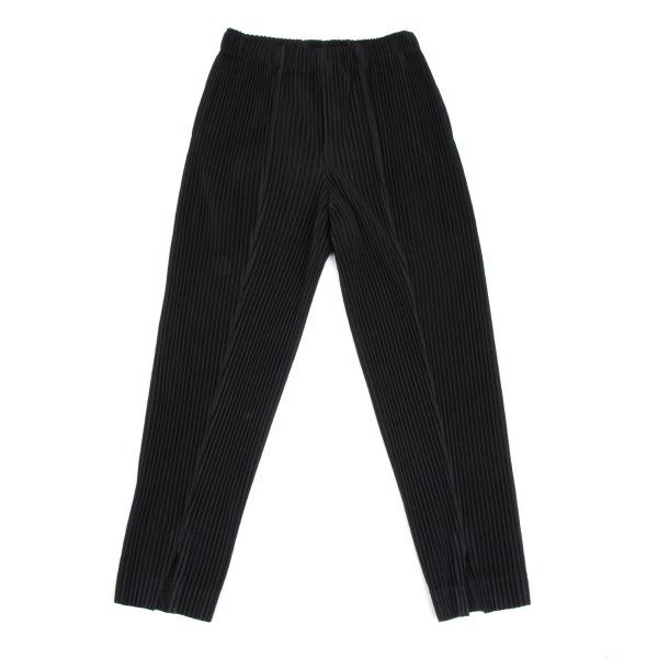オムプリッセ イッセイ ミヤケHOMME PLISSE ISSEY MIYAKE プリーツ裾スリットパンツ 黒1
