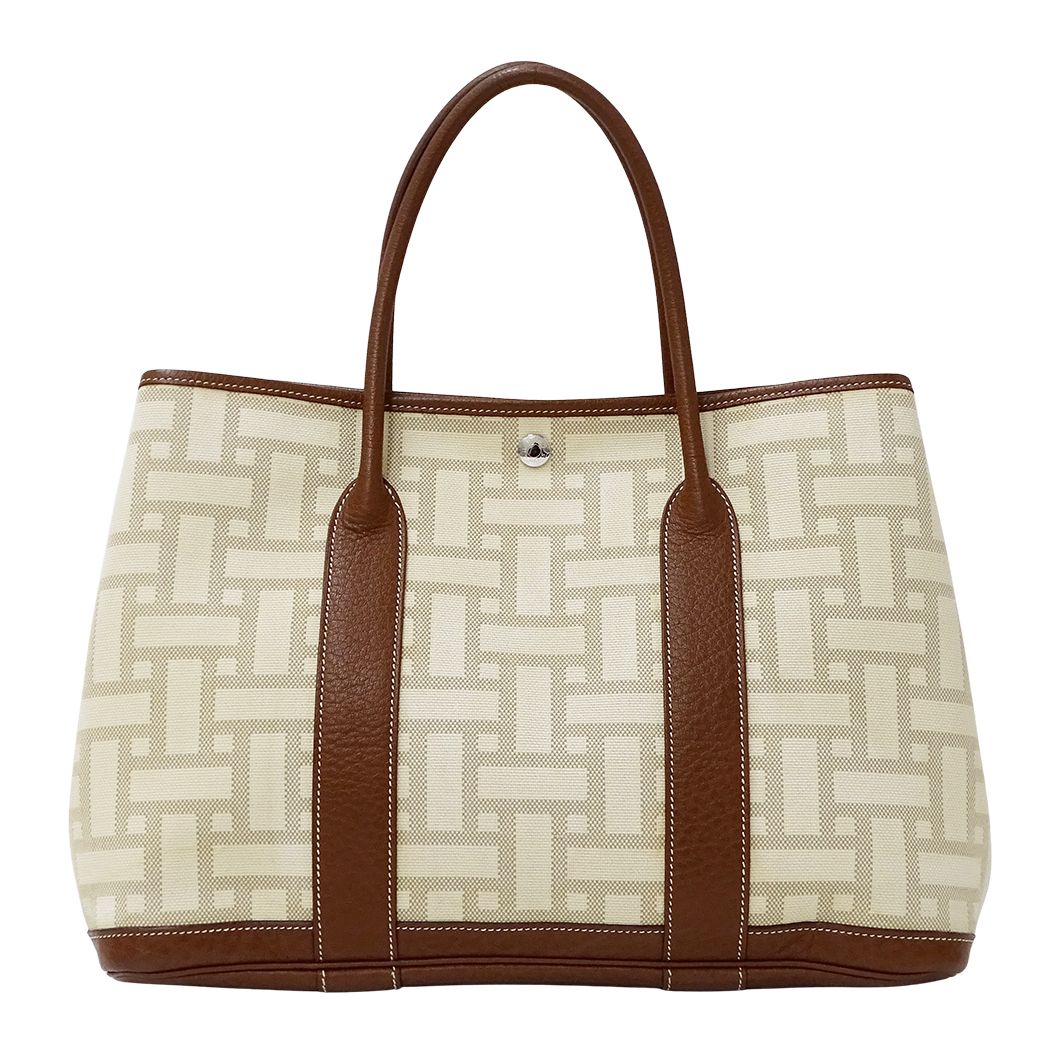 エルメス HERMES バッグ レディース ブランド トートバッグ ハンドバッグ ガーデンパーティ PM トワルモザイク ブラウン シルバー金具 □L刻印 【中古】