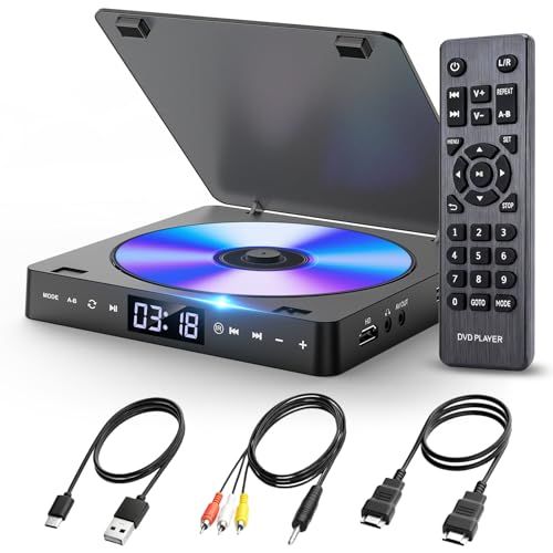 [New in 2026 and popular] DVD player, region free, ultra-compact 1080P CD player, HDMI/USB compatible, language learning | Region-free compatible to enjoy overseas DVDs. With the 1080P upscaling function, you can use memorable DVDs even on a large screen c032d9c6