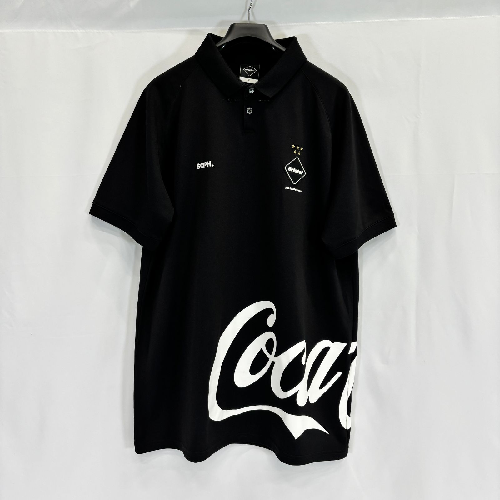 【美品】SOPH. ソフ F.C.Real Bristol F.C.R.B. Coca-Cola コカ・コーラ ポロシャツ ブラック XL