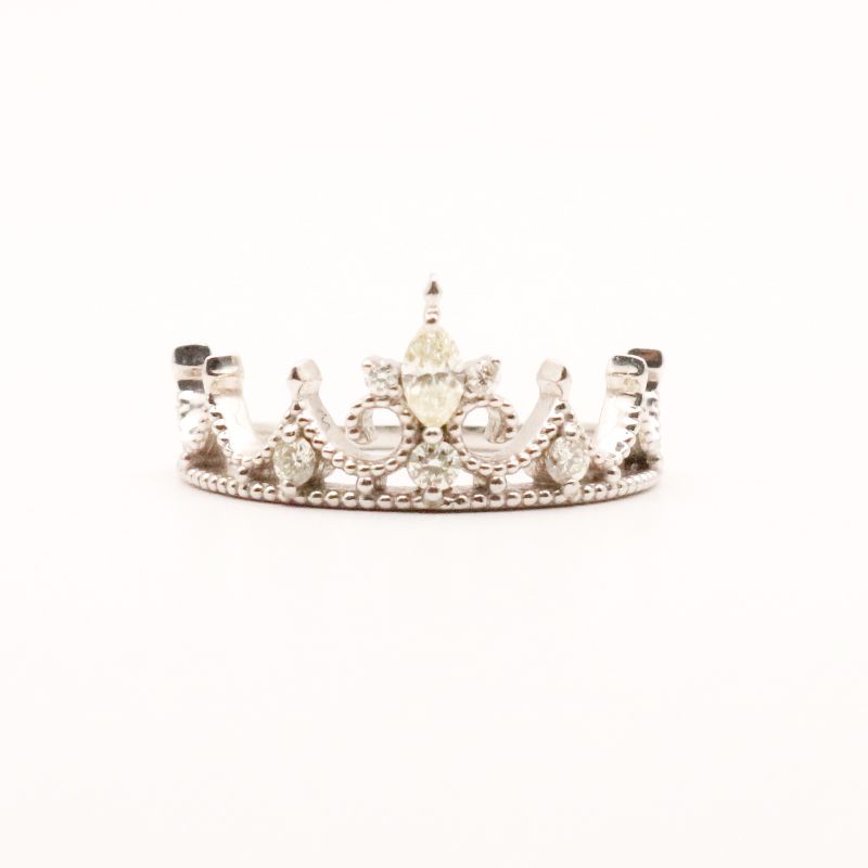 リング クラウン ティアラ モチーフ 12号 pt950 D0.12ct,D0.12ct