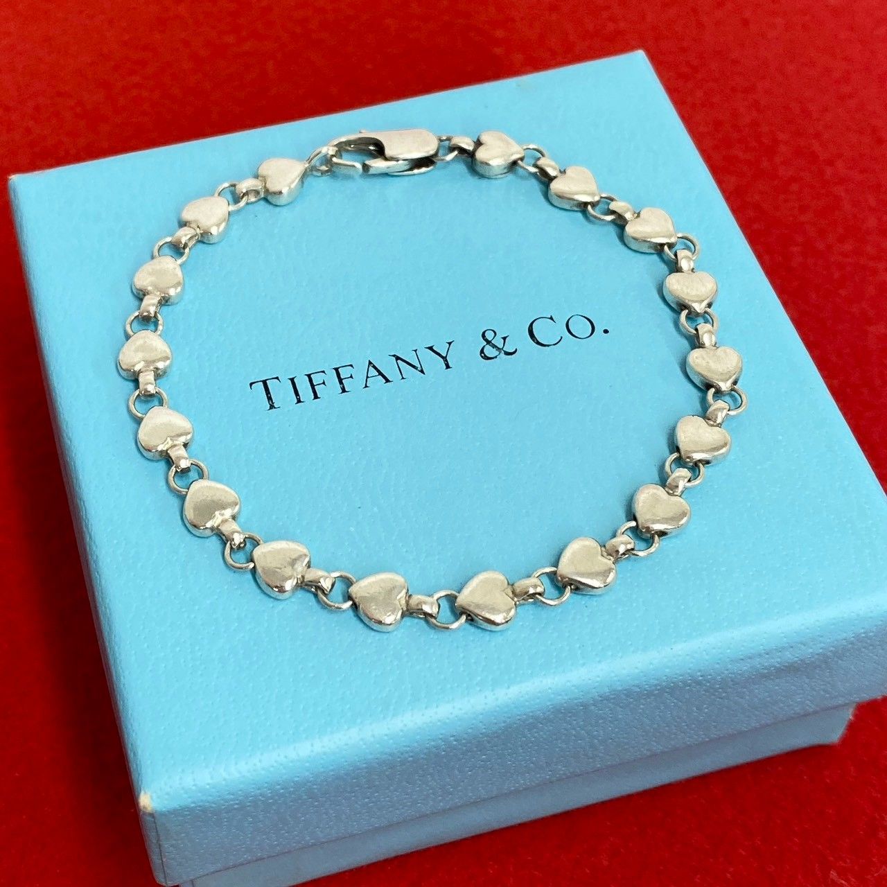 極 美品 TIFFANY&Co. ティファニー ヴィンテージ パフハート ブレスレット シルバー925 アクセサリー シルバー 01900