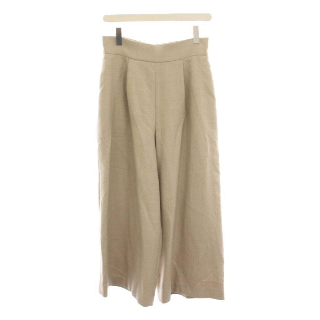フォクシー FOXEY フレアパンツ ウール ワイド 40 ベージュ 無地 39913 /YM