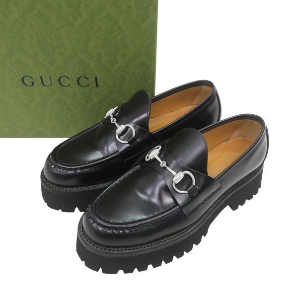 【ほぼ未使用】GUCCI グッチ 2025年 ラグソール ホースビット ローファー 764211 36 23cm レザー シューズ 付属品〇 定価14.5万 47899 42,471円
