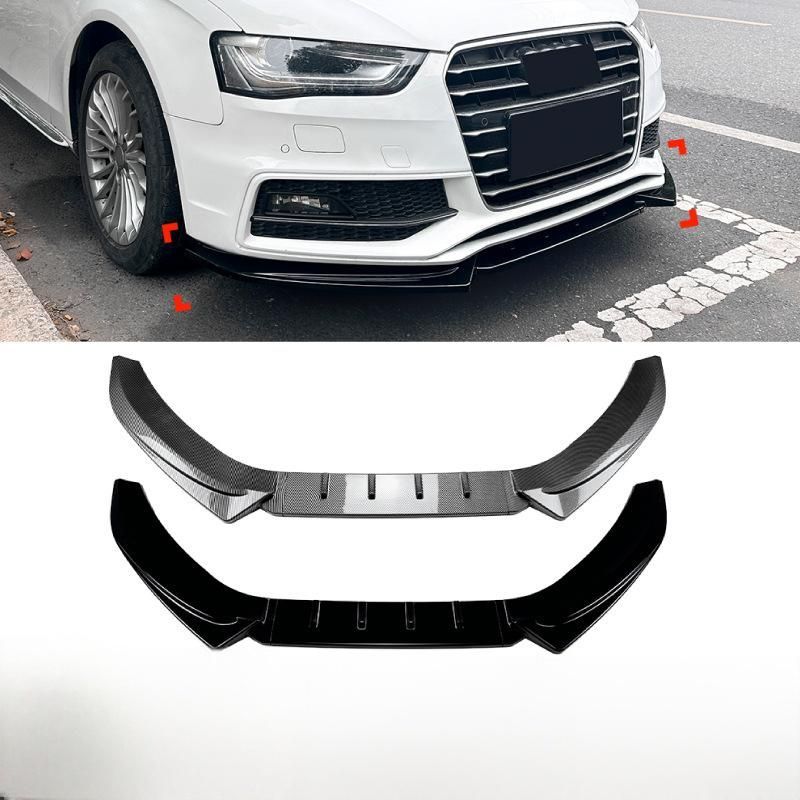 Audi A4 S4 B8.5 2013年〜2016年対応 フロントバンパー用リップパーツ ピアノブラック カーボン調 ABS製 外装アクセント