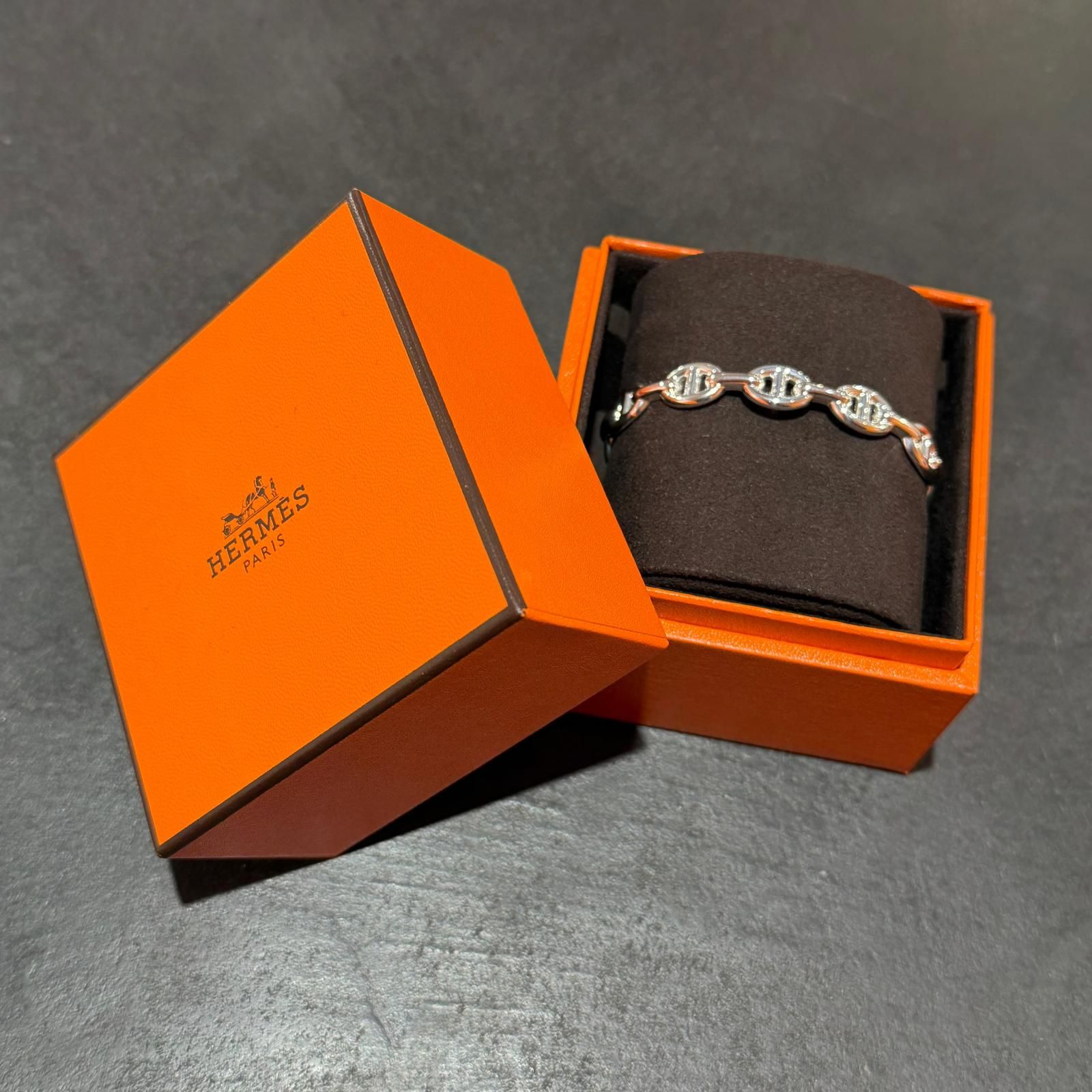 HERMES シェーヌダンクル アンシェネ バングル バングル エルメス シルバー 9コマ （20913M）
