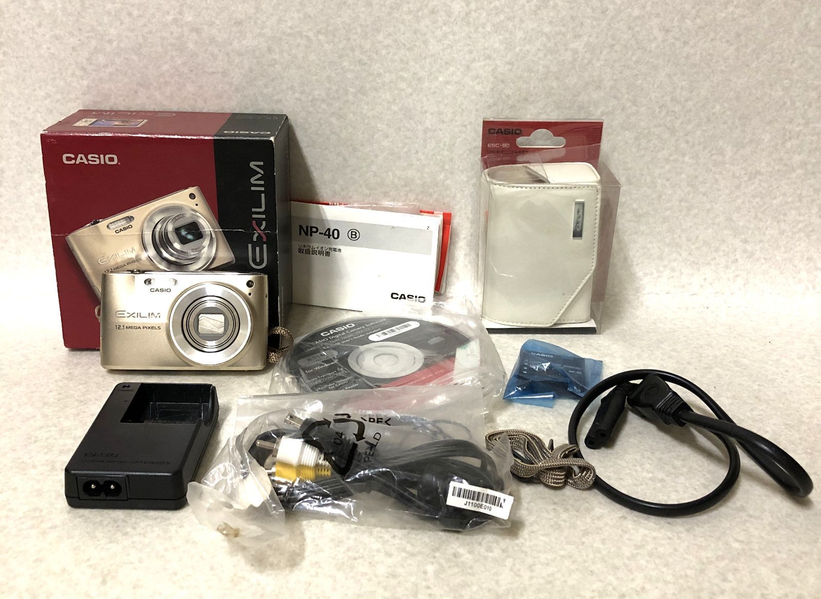 D1047 CASIO EXLIM EX-Z400 付属品有 ケース付 ゴールド デジタルカメラ 267082326