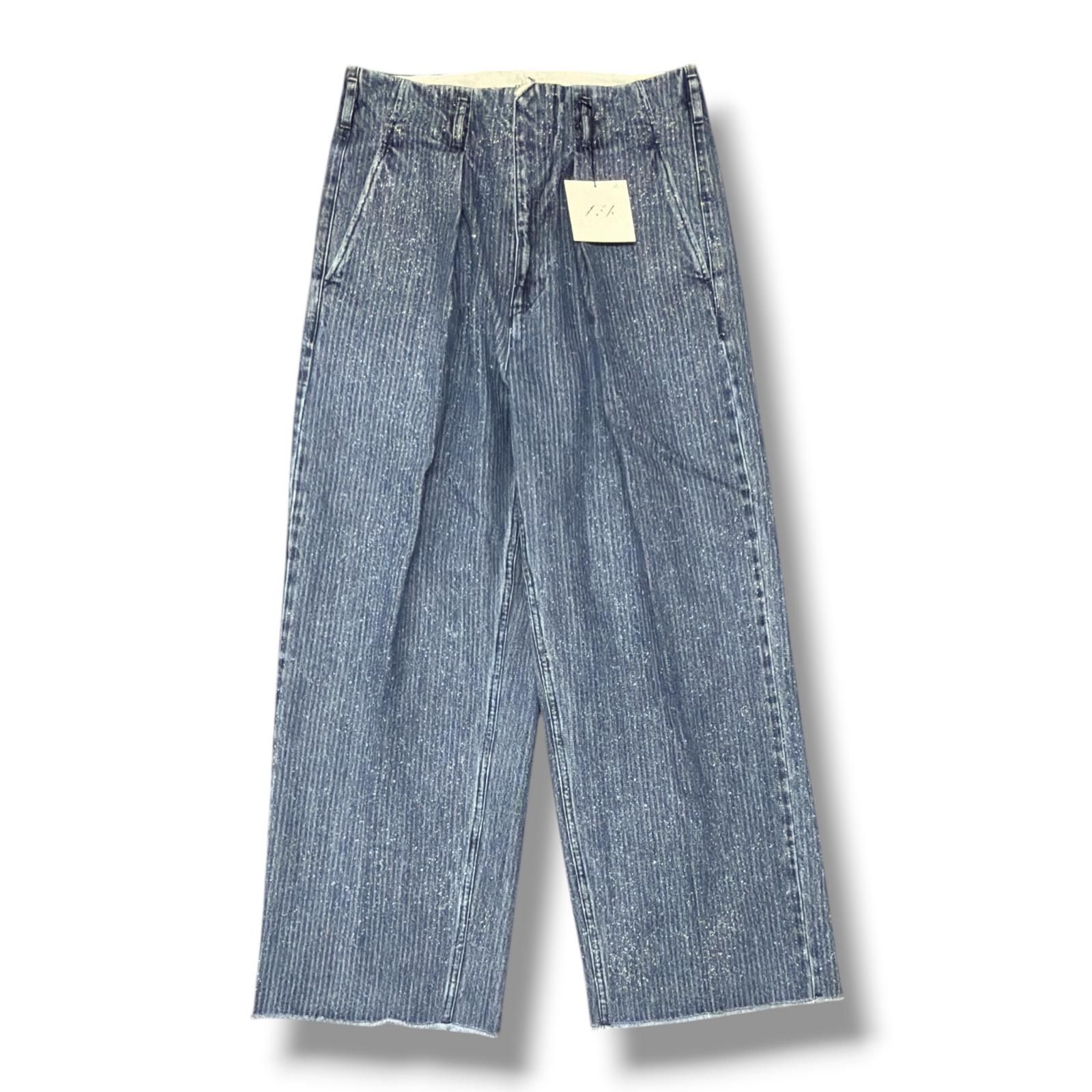 参考上代41800円 未使用 saby 25AW Tuck Baggy Type 2 - Stripe Denim Splash Vintage Wash バギーパンツ サバイ 25W-031804 インディゴ M （16565M）