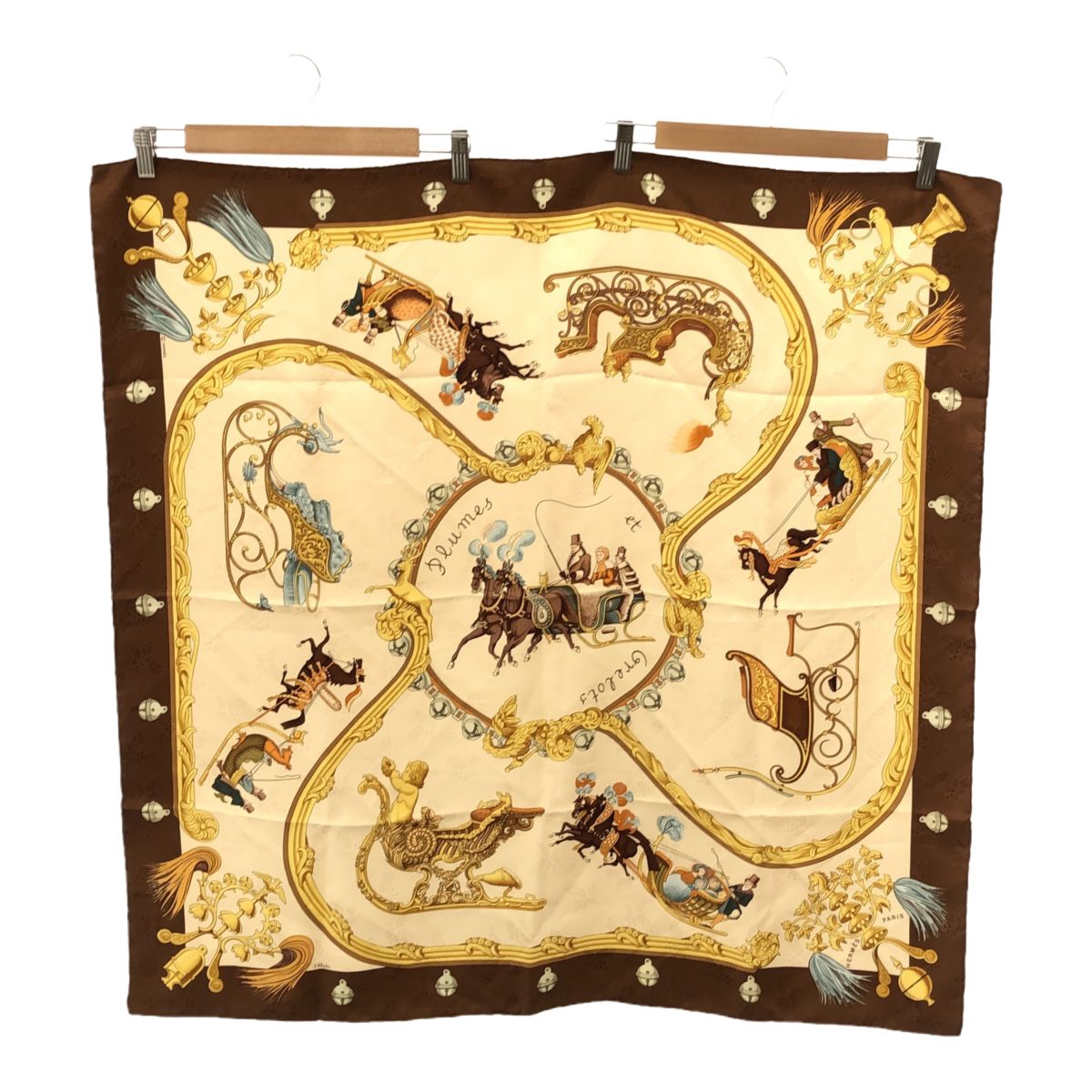 HERMES エルメス スカーフ カレ90 Plumes et Grelots 羽飾りと鈴