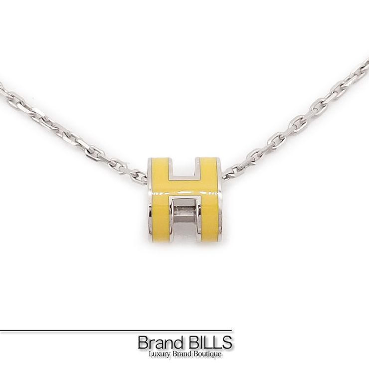 未使用品 HERMES エルメス ペンダント ミニ・ポップH ポップアッシュ ネックレス H147992FP ライム イエロー シルバー カニカン レディース アクセサリー