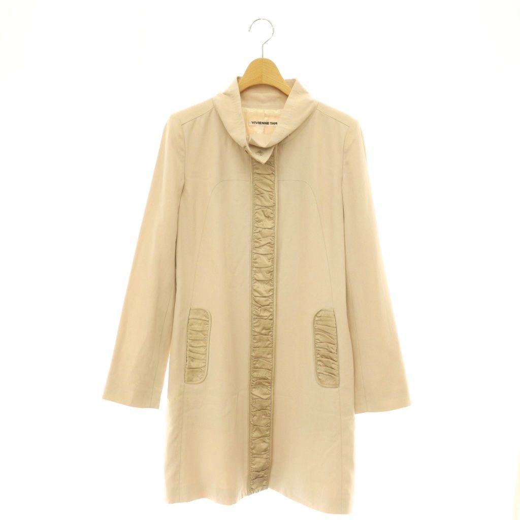 ヴィヴィアンタム VIVIENNE TAM ハイネック コート スプリング シルク混 0 ピンクベージュ /CX ■OS