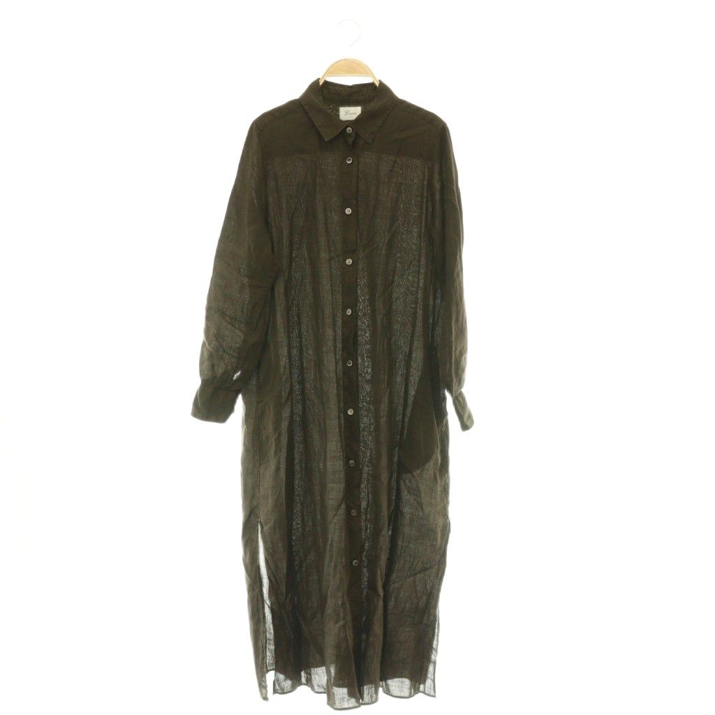 Lisiere L'Appartement リジェール アパルトモン RAMIE SHIRT DRESS シャツワンピース ラミー 長袖 ロング ブラウン /MY ■OS