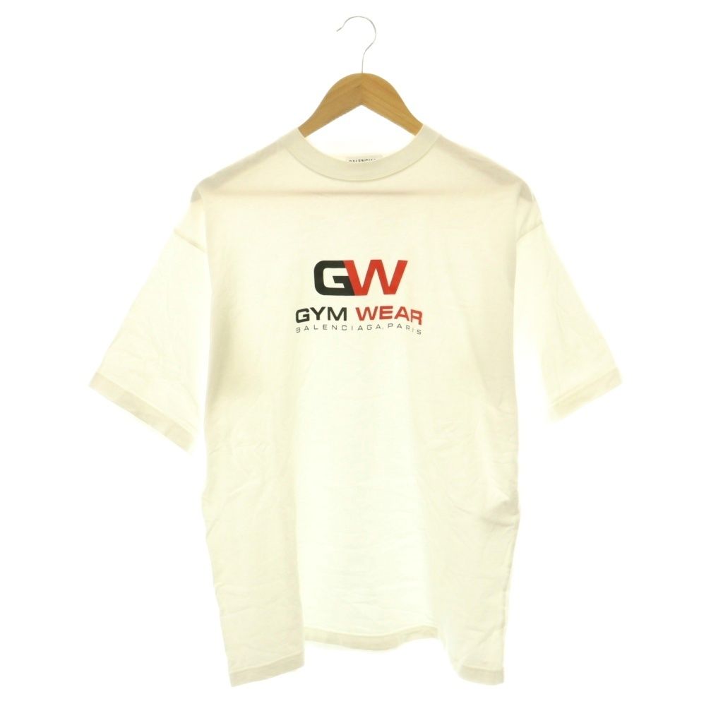 バレンシアガ BALENCIAGA 620941 GYM WEAR Tシャツ カットソー 半袖 プリント XS ホワイト ブラック レッド /ES ■OS