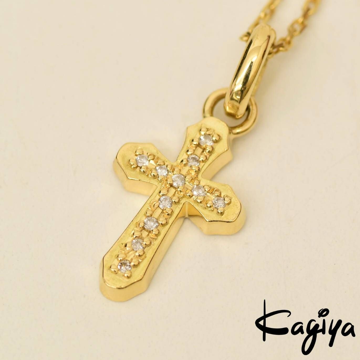 K18 Sympathy of Soul シンパシーオブソウル ネックレス 3.6g 十字架 クロス ダイヤ ダイヤモンド 0.05ct YG イエローゴールド