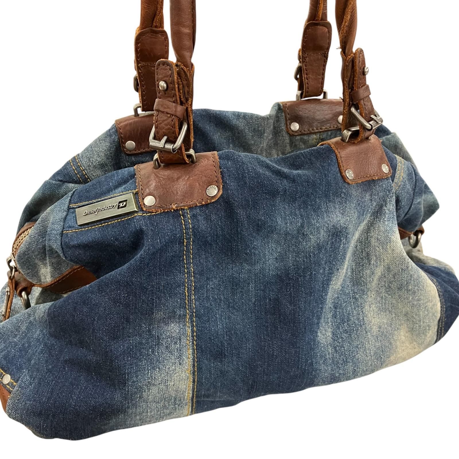 186001 DIESEL ディーゼル デニム レザー ボストンバッグ ハンドバッグ
