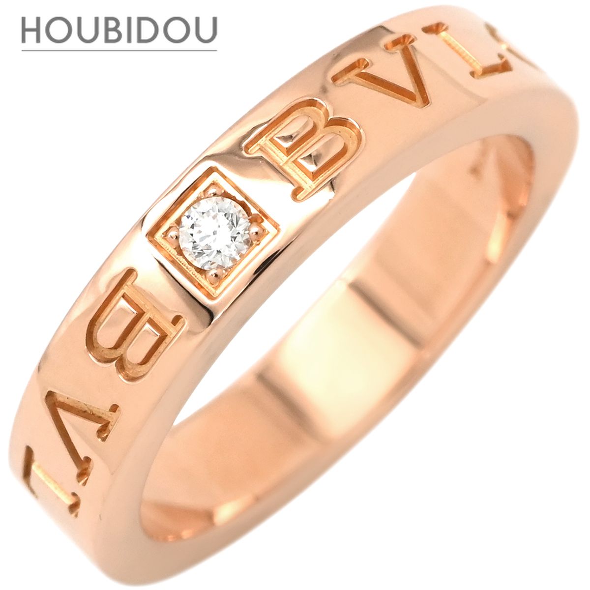 ブルガリ BVLGARI リング 指輪 ブルガリブルガリ ダブルロゴ ピンクゴールド 18K 750AU 1Pダイヤモンド 10.5号【中古】