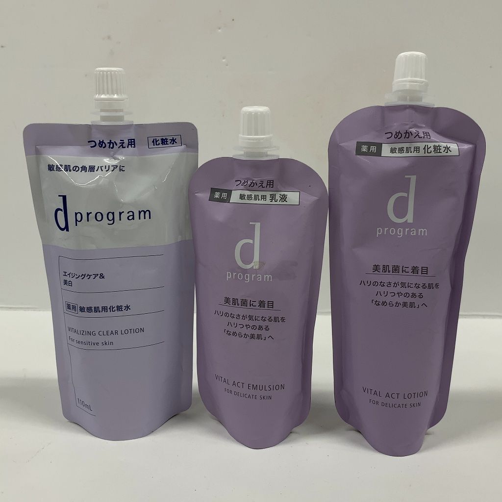 A0753 K d-program dプログラム VITALIZING CLEAR LOTION つめかえ用 110ml／VITAL ACT EMULSION つめかえ用 88ml／VITAL ACT LOTION つめかえ用 120ml 計3点セット