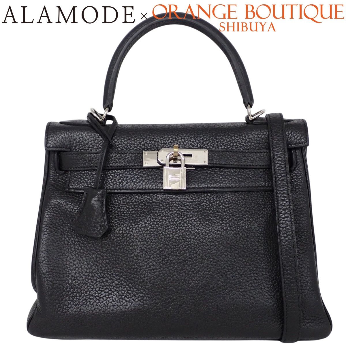 HERMES(エルメス) ケリー28 (内縫い) ブラック黒 トリヨンクレマンス パラジウム金具 シルバー金具 □N刻印 ハンドバッグ 2WAY ショルダー 肩掛け レディース 40802212231【中古】【アラモード】