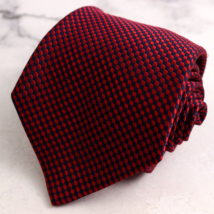 キートン ブランド ネクタイ ドット柄 シルク イタリア製 PO メンズ レッド kiton 伊高級 世界最高峰 【中古】