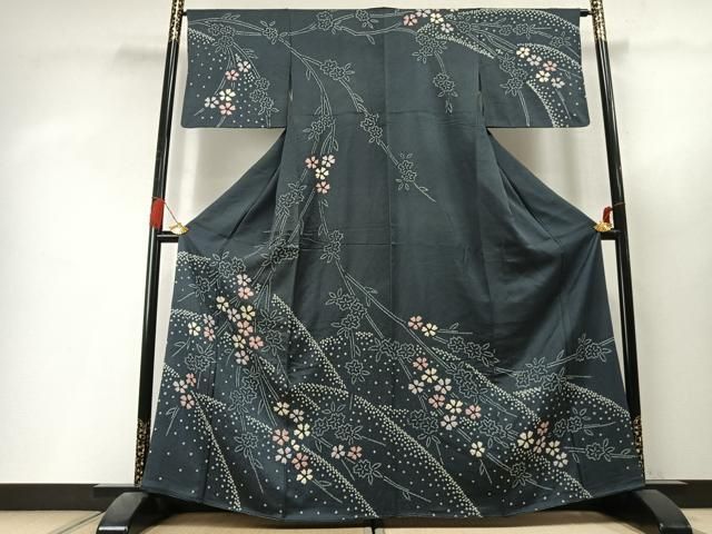 平和屋着物●訪問着　総絞り　舞花文　正絹　逸品　AABL3407fy