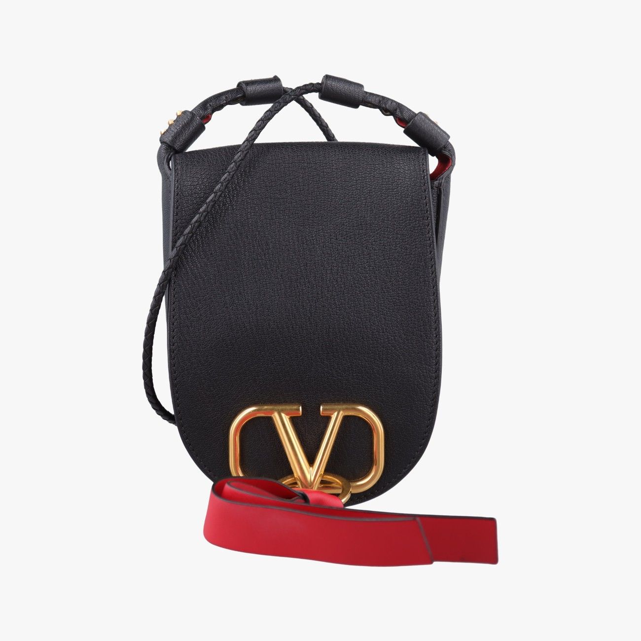 ヴァレンティノValentinoVリング ブラック レザー