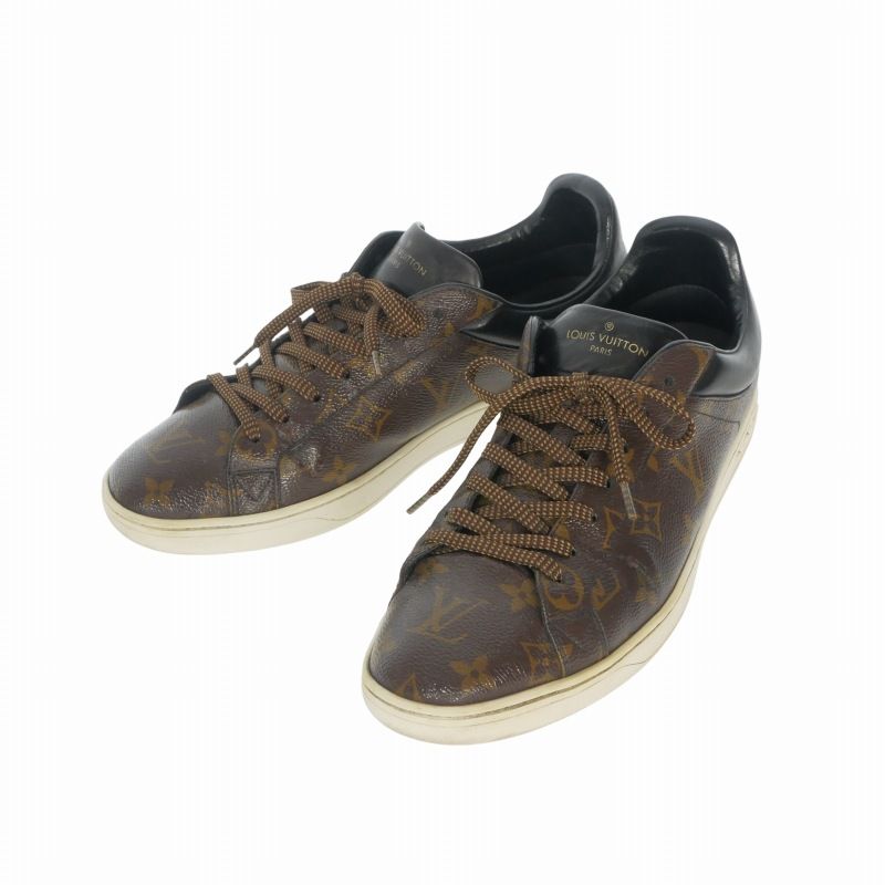 ルイヴィトン LOUIS VUITTON ルクセンブルグライン モノグラム レザー ローカットスニーカー 靴 8 ブラウン 茶 MS0139