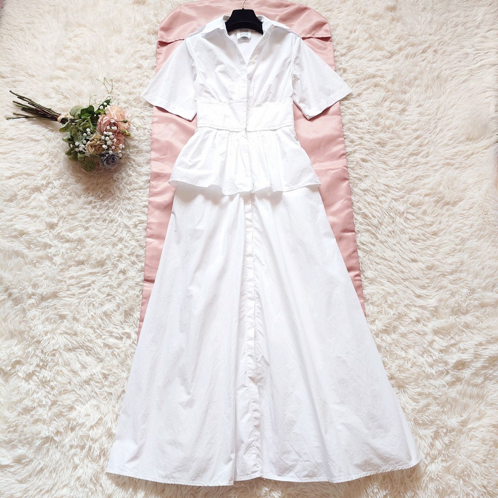 ROSIE ASSOULIN ロジーアスリーヌ ペプラム ロングシャツワンピース アメリカ製 白 0 7,840円