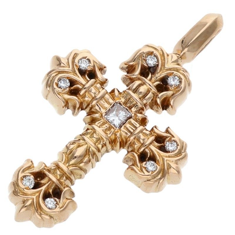 クロムハーツ 22K CHARM FILIGREE TINY P/DMND/タイニーフィリグリー PAVEダイヤ/ゴールドネックレストップ メンズ 1,488,070円