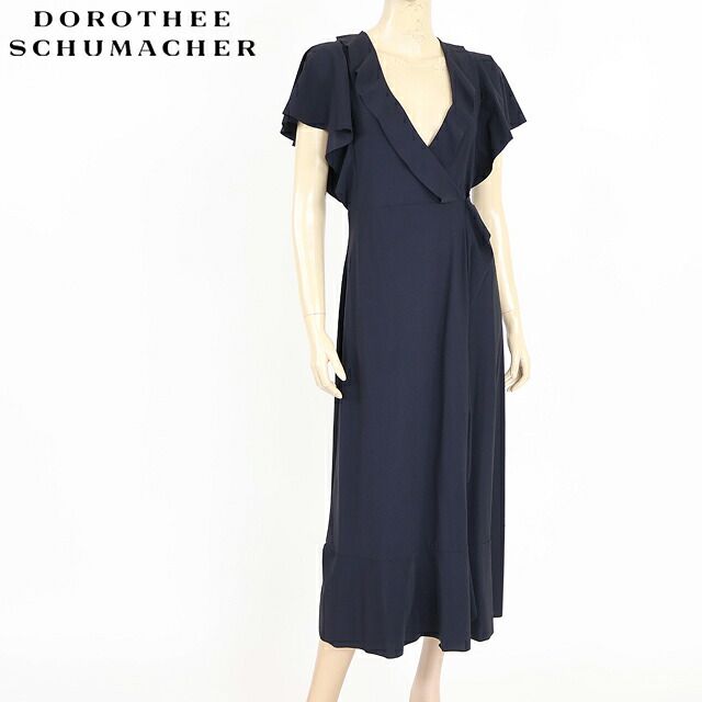 ドロシー・シューマッハ DOROTHEE SCHUMACHER レディース ロングワンピース 巻きタイプフリル使いワンピース ブラック系（サイズ/1/2）sk0015 22,185円