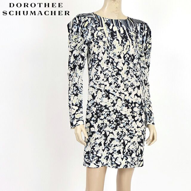 ドロシー・シューマッハ DOROTHEE SCHUMACHER レディース ワンピース ミディアム シルク100％花柄ワンピース ブラック系（サイズ/1）sk0034