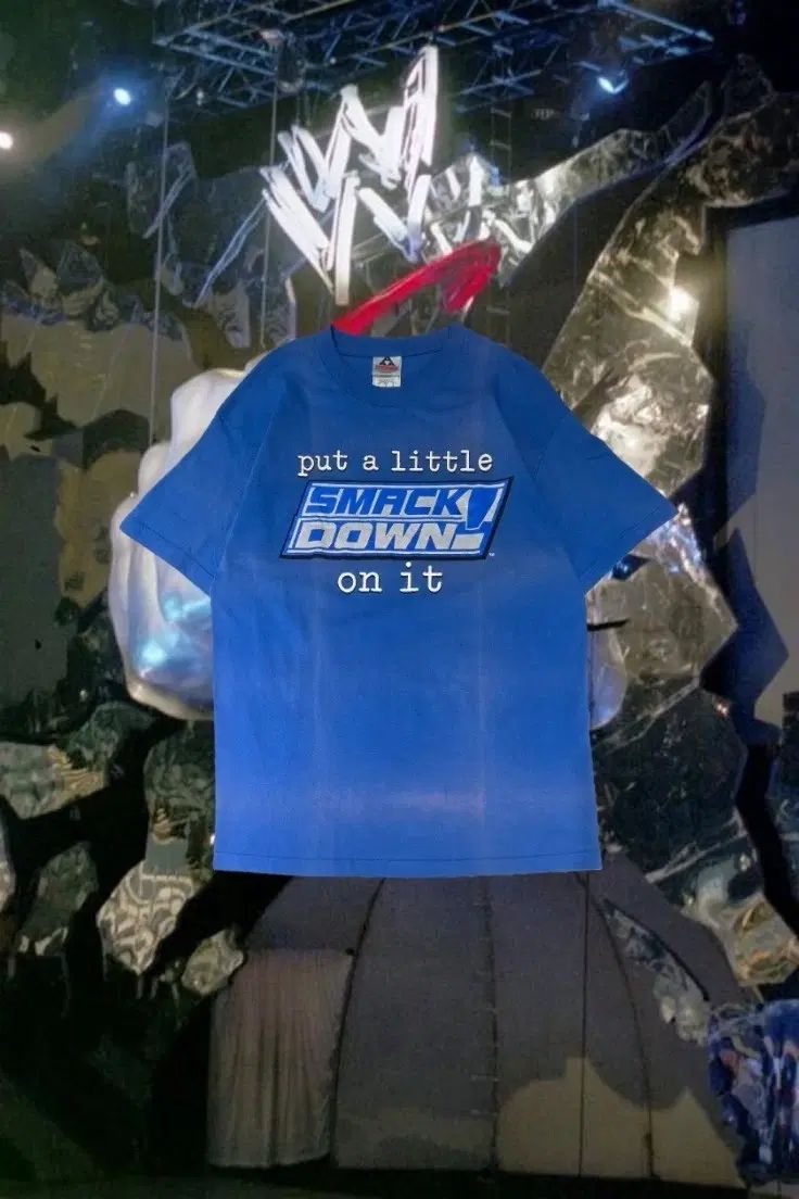 00s WWE 'SMACK DOWN' ロゴ 半袖 L