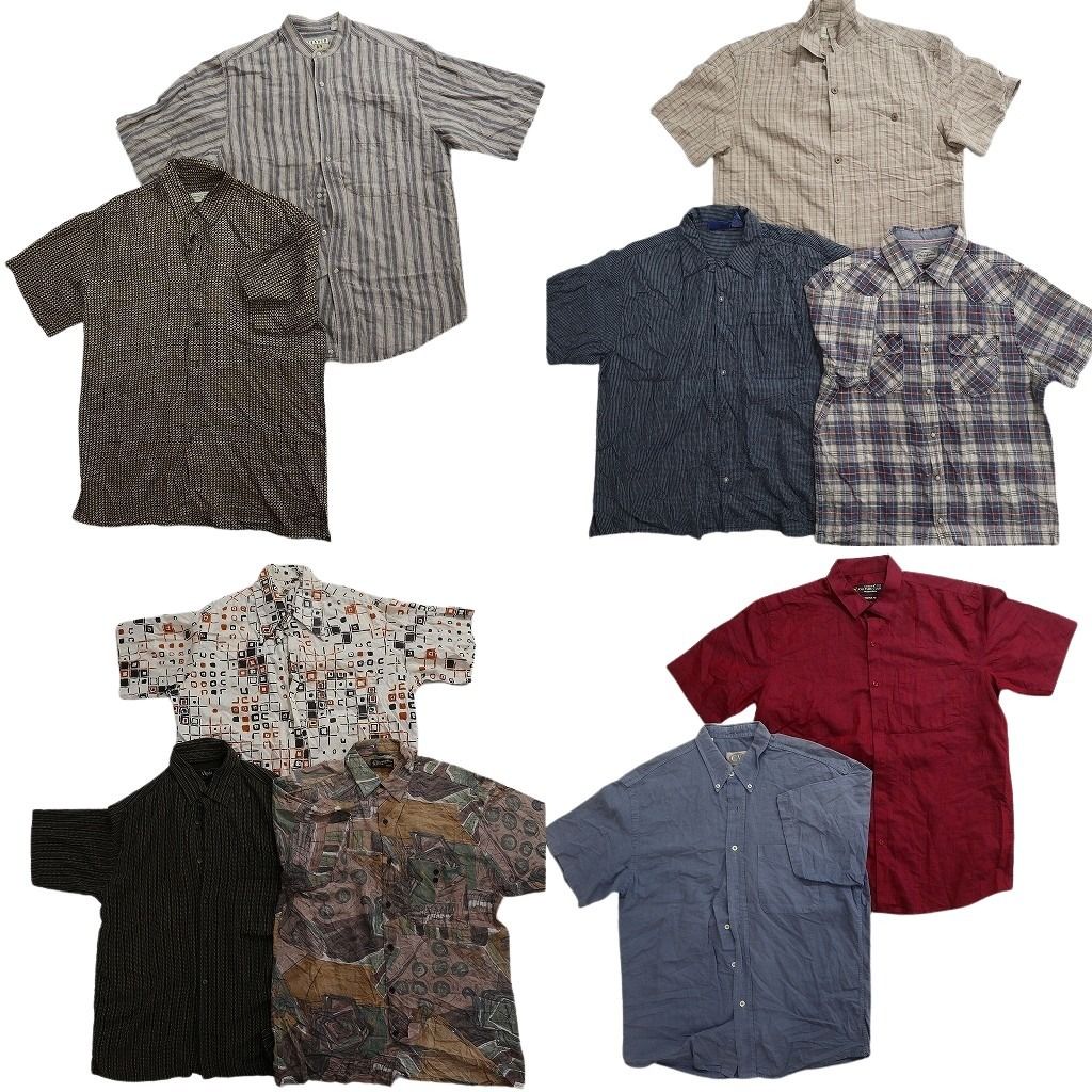 古着卸 まとめ売り 半袖シャツ 10枚セット ( メンズ M ) バンドカラー ボタンダウン ダブルフラップ ボックスカット 中古 古着 NG0295 9,360円